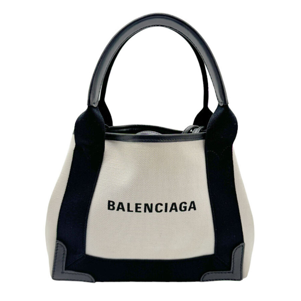 Balenciaga White Handbag Canvas Shoulder XS Navy Black Blue Bag Cabas - Picture 2 of 4
